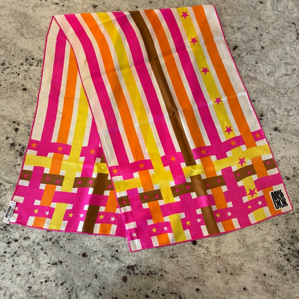 Miss Dior Vintage Pink and Yellow Scarf